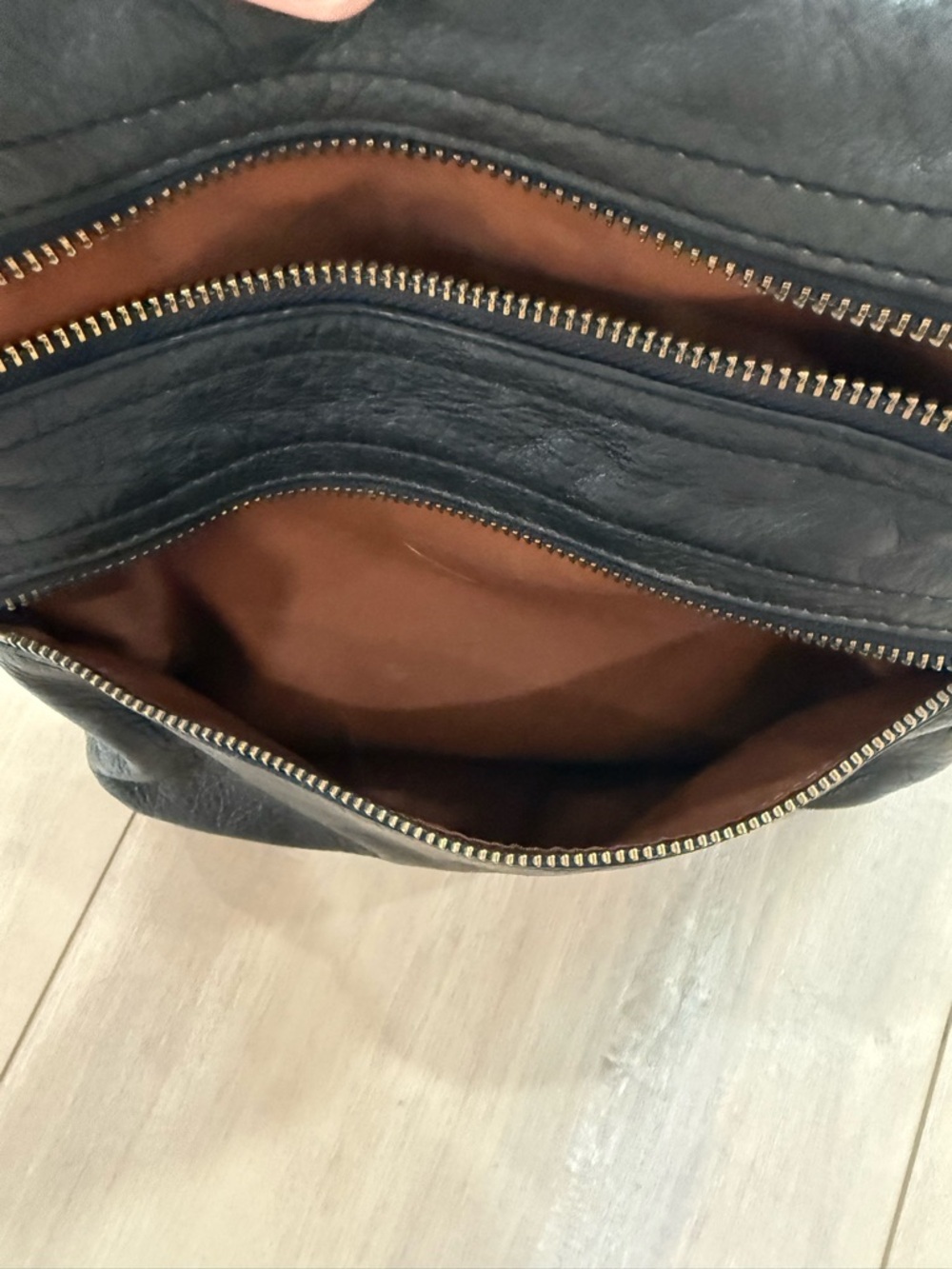 Fossil Black Leather Crossbody with Brass Accents - Picture 7 of 8